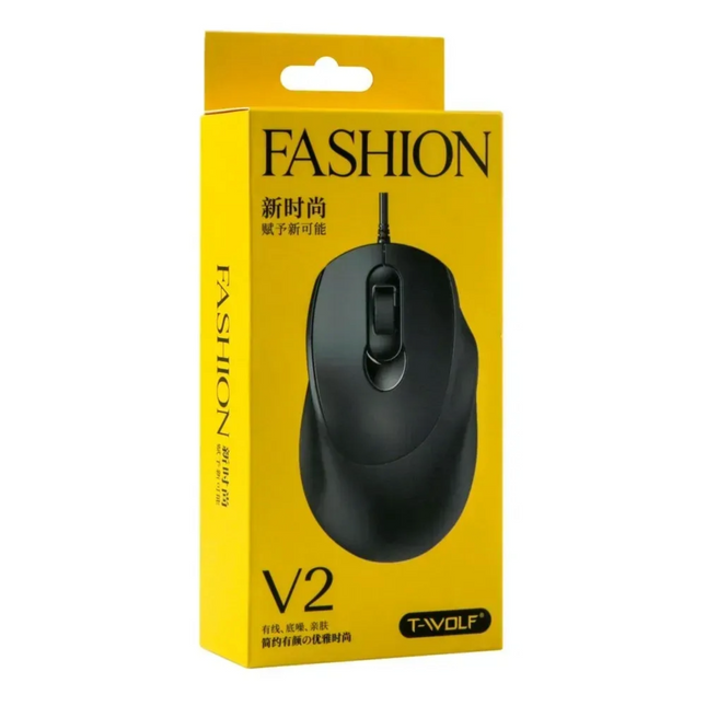 T-Wolf V2 Wired Optical Mouse - 1000-1600 DPI, USB, 4 Buttons