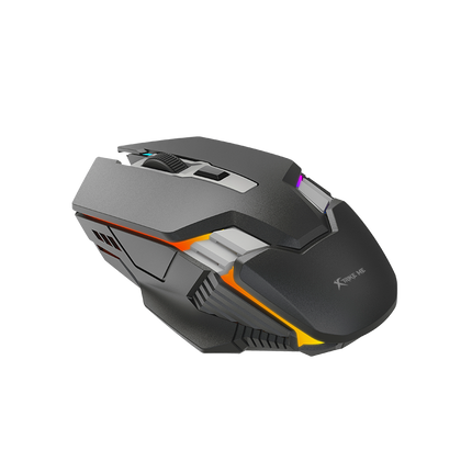 Gaming mouse with black and gray design on a white background