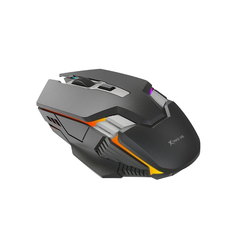 Gaming mouse with black and gray design on a white background