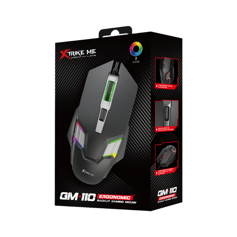 XTrike Me GM-110 Wired Gaming Mouse - 3600 DPI, RGB Lighting