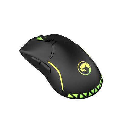 Black gaming mouse with green accents on a white background 2