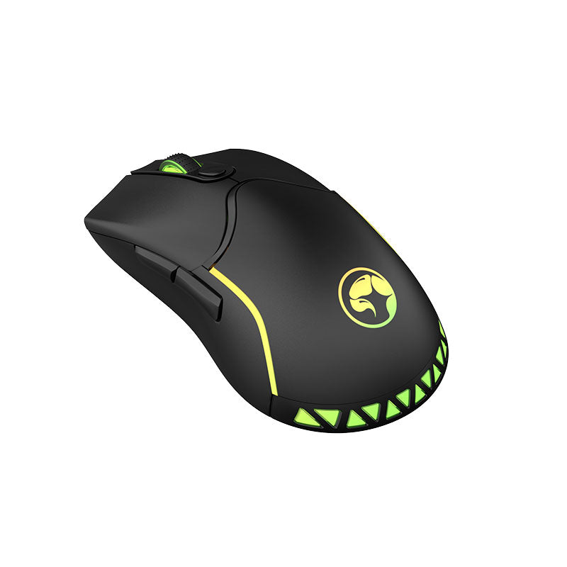 Black gaming mouse with green accents on a white background 2