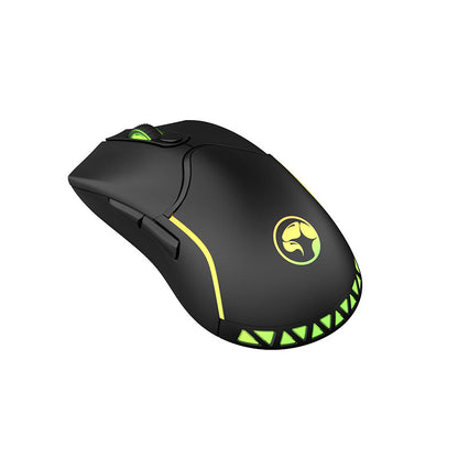 Black gaming mouse with green accents on a white background 2