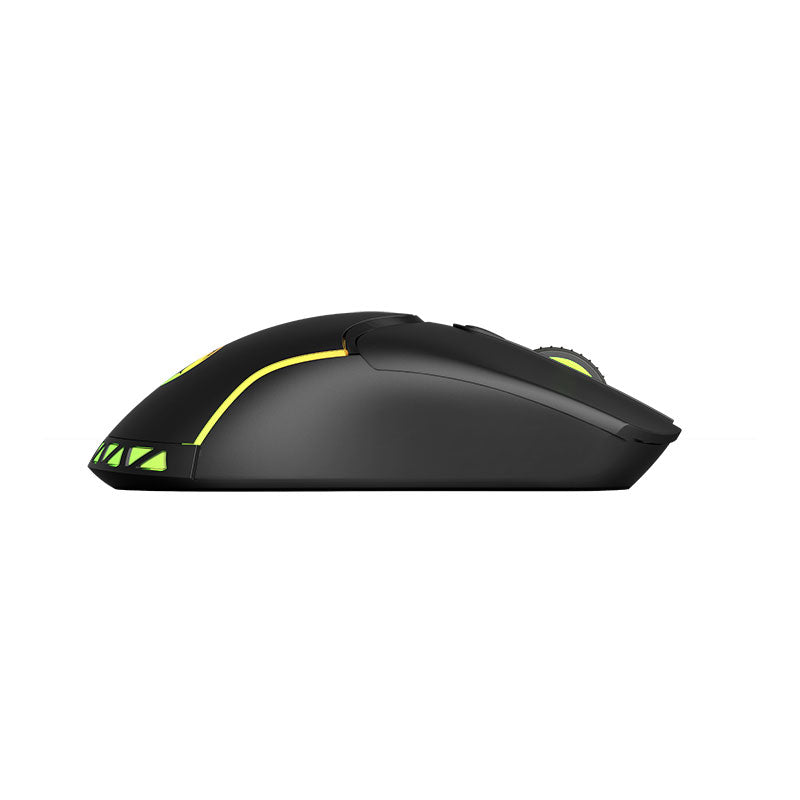 Black gaming mouse with yellow accents on a white background 5