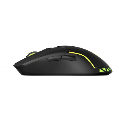 Black gaming mouse with green accents on a white background 6