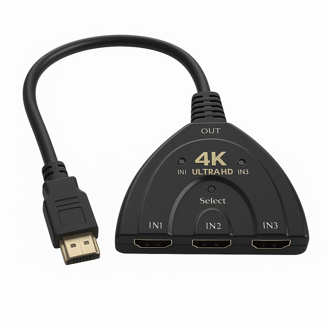 4K HDMI Switch 3 In 1 Out - Auto Switching, No Power Needed