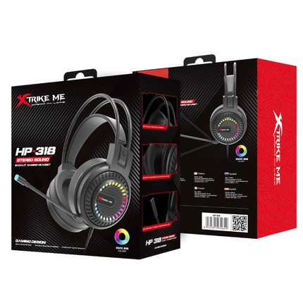 XTrike Me HP-318 Stereo Gaming Headset - RGB Backlight, 50mm Drivers