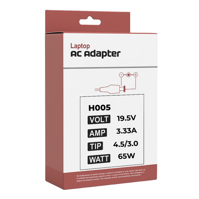 HP Compatible 65W Laptop Charger - 19.5V 3.33A Blue Tip