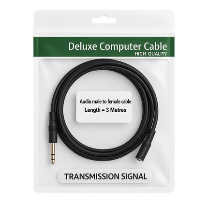 Deluxe computer cable packaging with cable inside on a white background - 3 metres - for wholesale trade