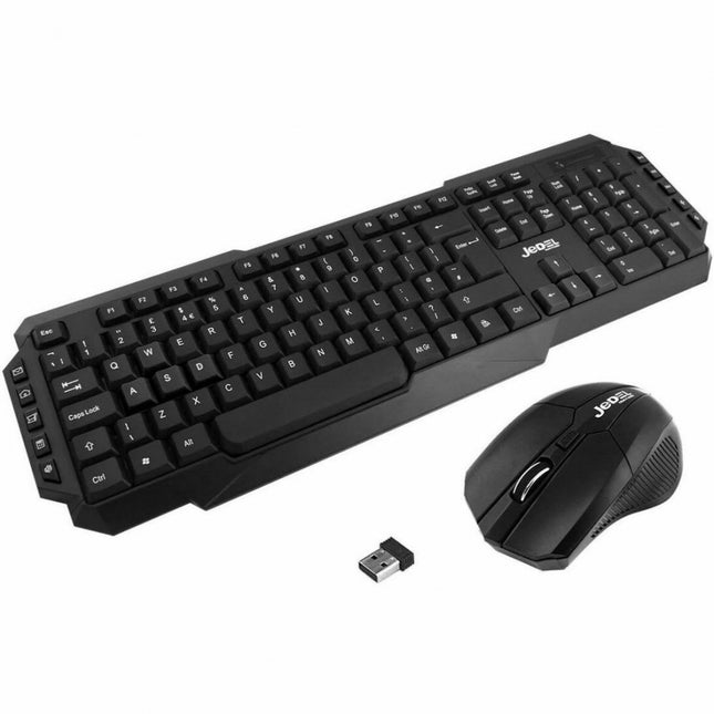 Jedel WS880B Wireless Keyboard & Mouse Combo - UK Layout, 10m Range, Black
