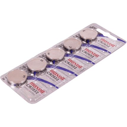 Maxell CR2032 battery pack of 5 on a white background - trade wholesale