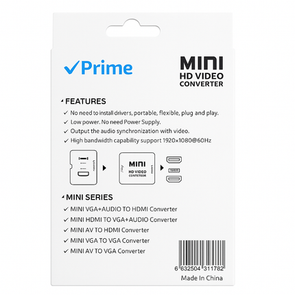 Mini AV to HDMI Converter - RCA to HDMI 1080p Plug & Play