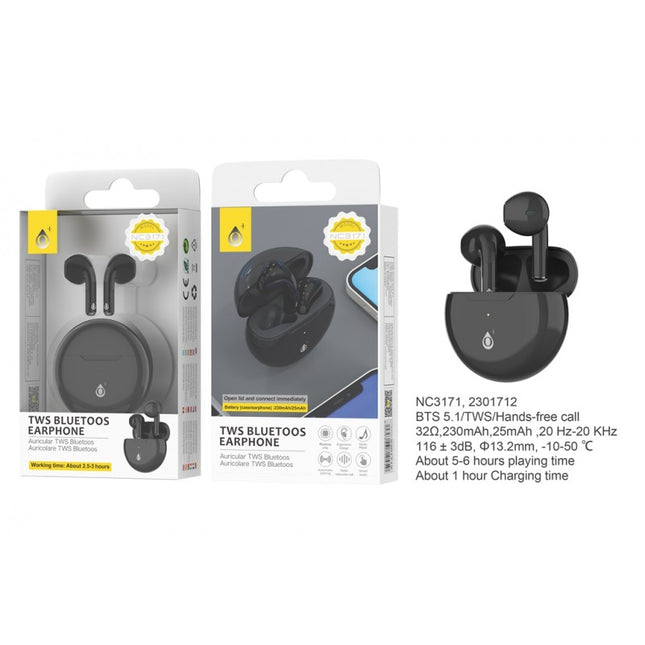 MTK Grimes TWS Bluetooth Earbuds - Touch Control, 6 H Playtime, Hands-Free (Black)