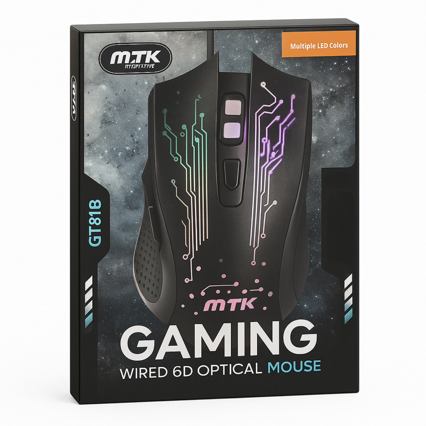 MTK 6D Gaming Wired Mouse - 2400 DPI, 7 Buttons, LED