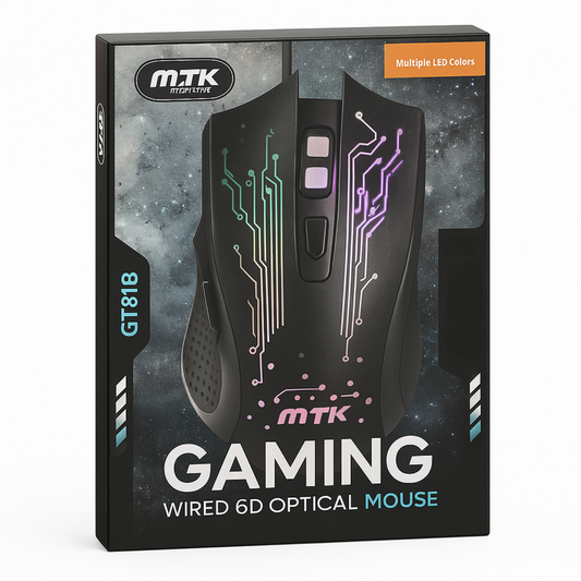 MTK 6D Gaming Wired Mouse - 2400 DPI, 7 Buttons, LED