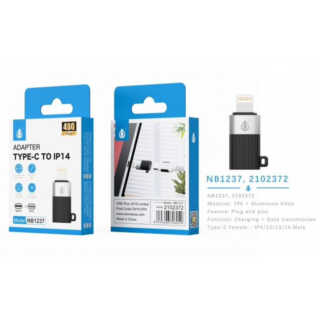 MTK NB1237 Type-C to Lightning Adapter – Black