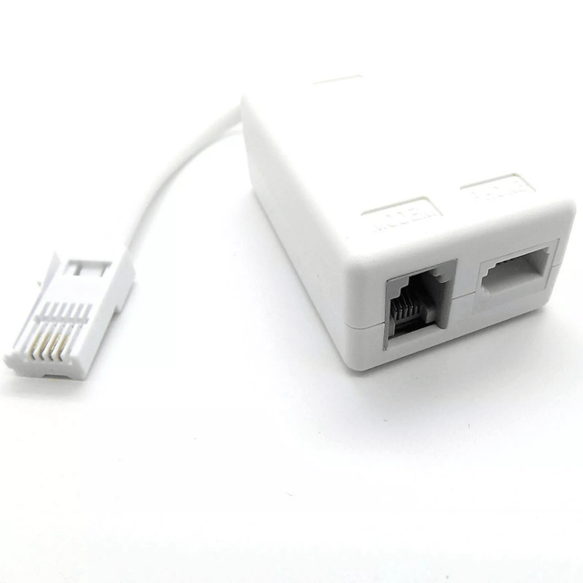White Ethernet adapter with cable on a white background 2