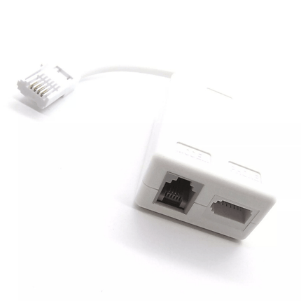 White Ethernet cable connector on a white background