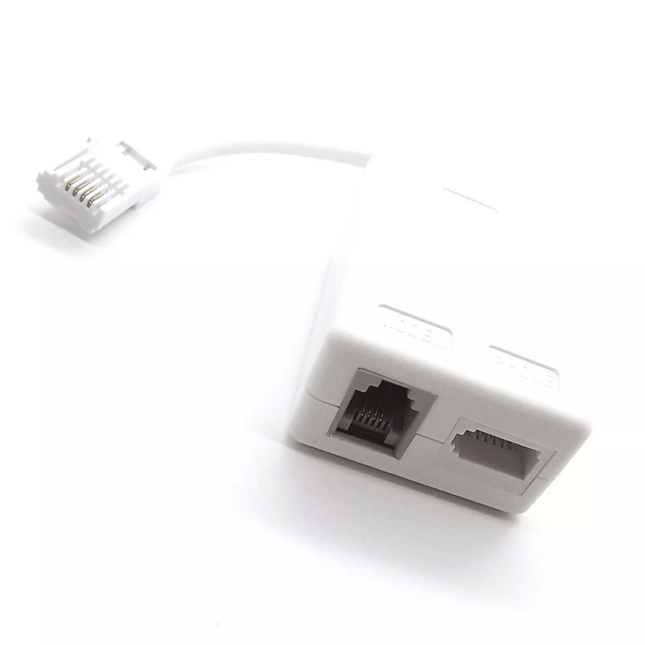 White Ethernet cable connector on a white background