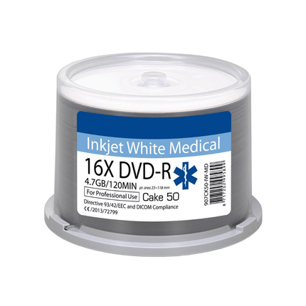 Ritek Medical DVD-R 16× 4.7GB - White Inkjet, 50-Pack (DICOM)