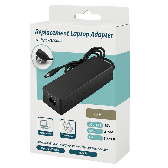 Samsung Compatible Laptop Charger - 90W 19V 4.74A 5.5x3.0mm