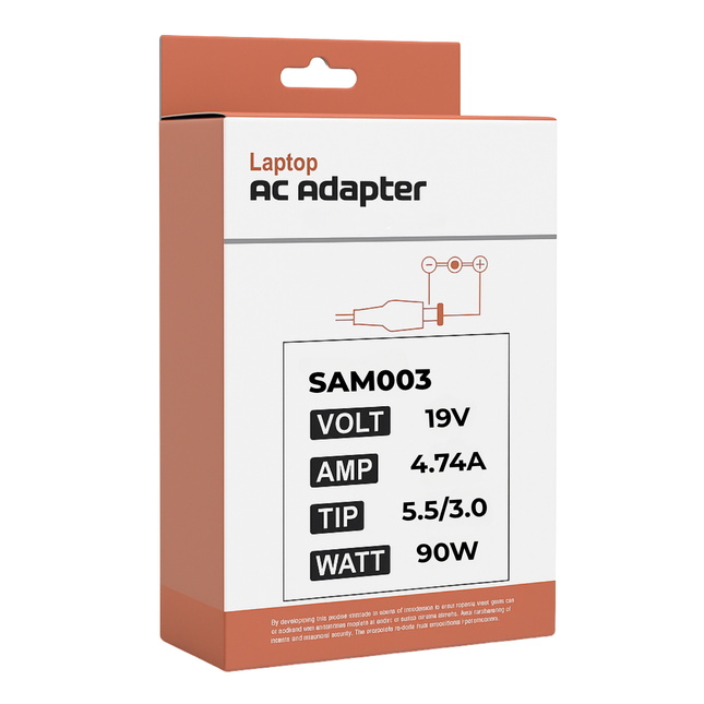 Samsung Replacement Laptop Charger - 90W 19V 4.74A 5.5x3.0mm Tip (PB)
