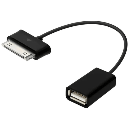 Black USB adapter with cable on a white background