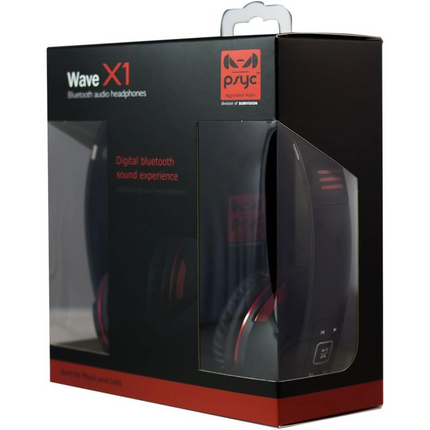 Psyc Wave X1 Wireless Bluetooth Headset with Mic & Foldable Design - Black