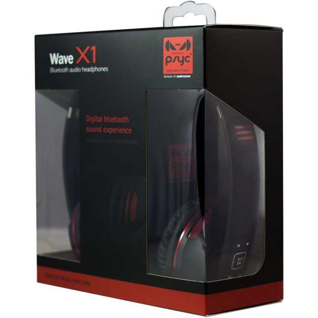Psyc Wave X1 Wireless Bluetooth Headset with Mic & Foldable Design - Black