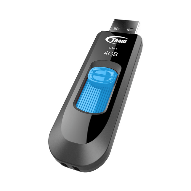 4GB USB flash drive with blue casing and Team branding on a white background