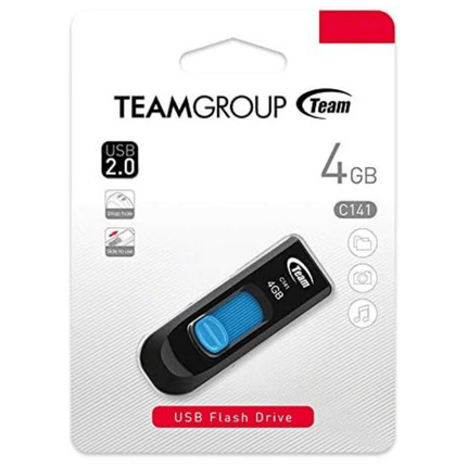 TeamGroup 4GB USB flash drive packaging with USB 2.0 logo on a white background