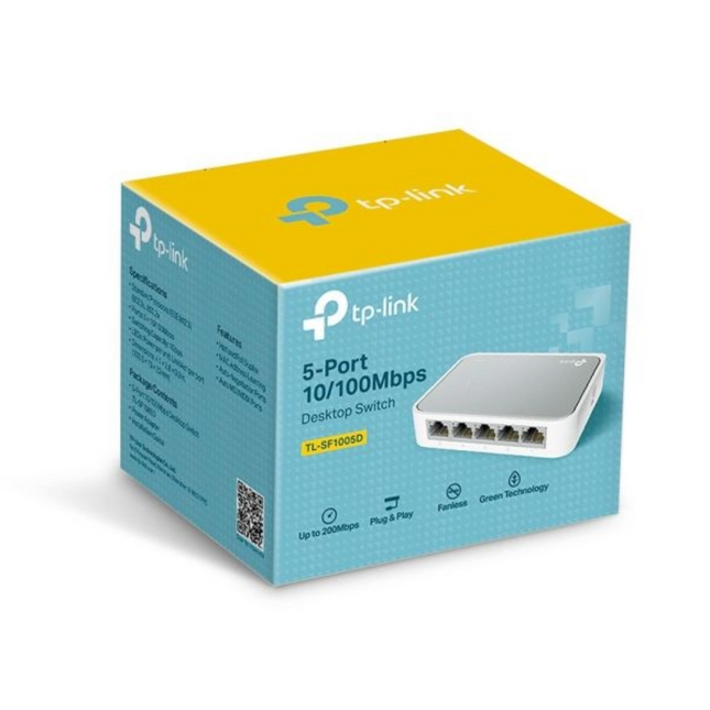 TP-Link TL-SF1005D 5-Port 10/100Mbps Desktop Switch - Unmanaged, Plug & Play