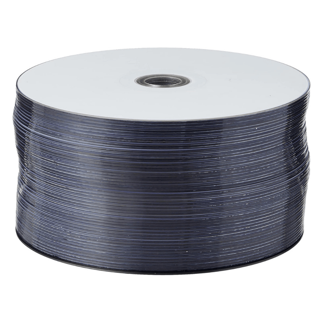 Spool of CDs on a white background