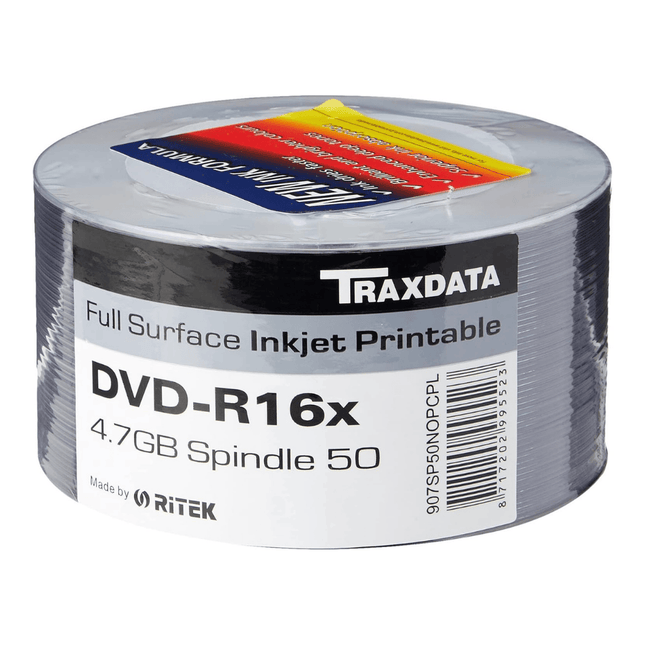 Traxdata DVD-R16x packaging on a white background