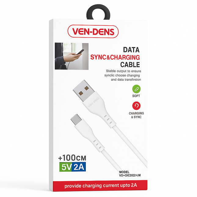 Ven Dens USB-A to USB-C Charging Cable - 1m, 2.4A Output