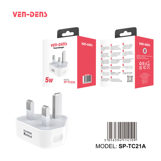 Ven Dens UK 3 Pin Premium Quality Exquisite Design Wall Charging Plug SP TC 21A