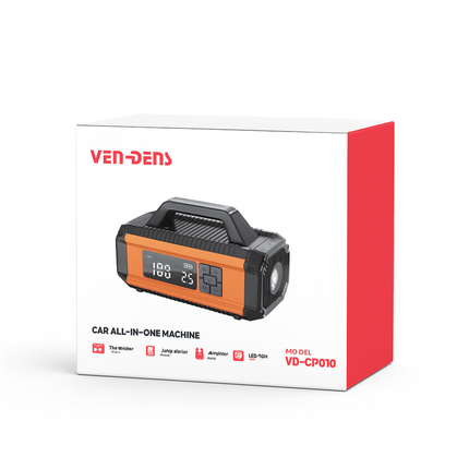Ven dens car all-in-one machine packaging on a white background