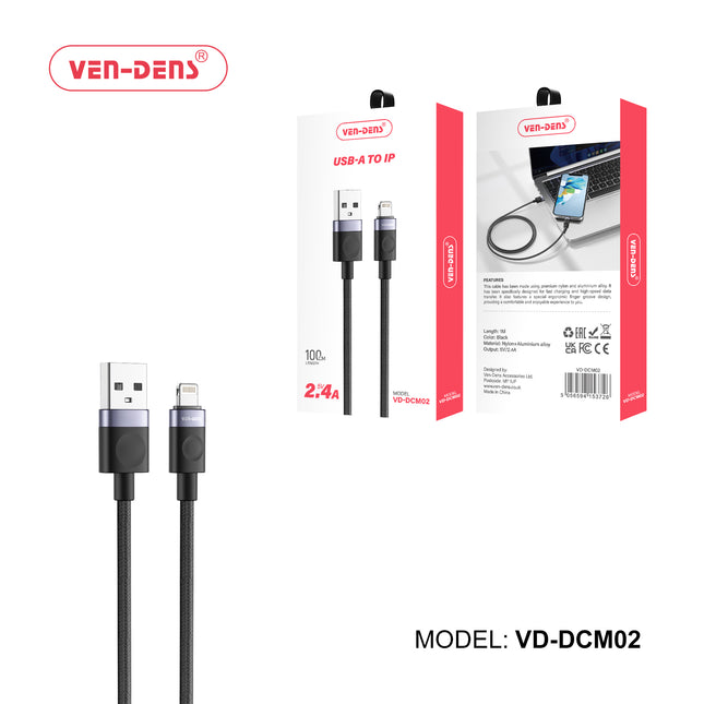 Ven Dens USB A to iPhone Lightning Charger Cables - 1 to 3 metres available - eSunrise Wholesale