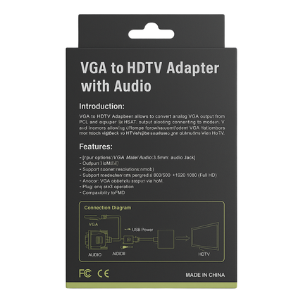 VGA to HDMI Converter Cable with USB & Audio - 1080p Output