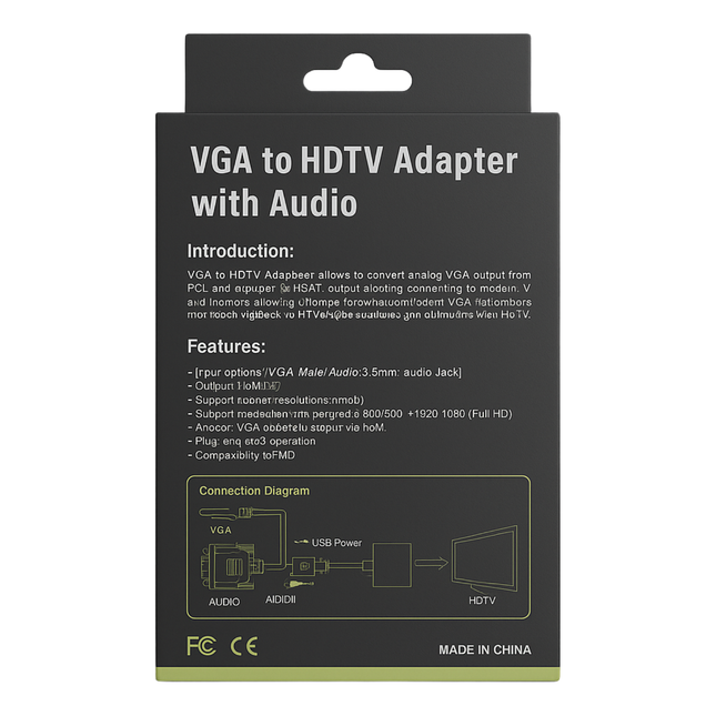 VGA to HDMI Converter Cable with USB & Audio - 1080p Output