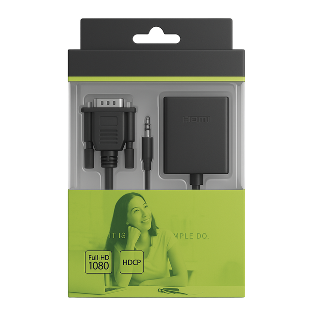 VGA to HDMI Converter Cable with USB & Audio - 1080p Output
