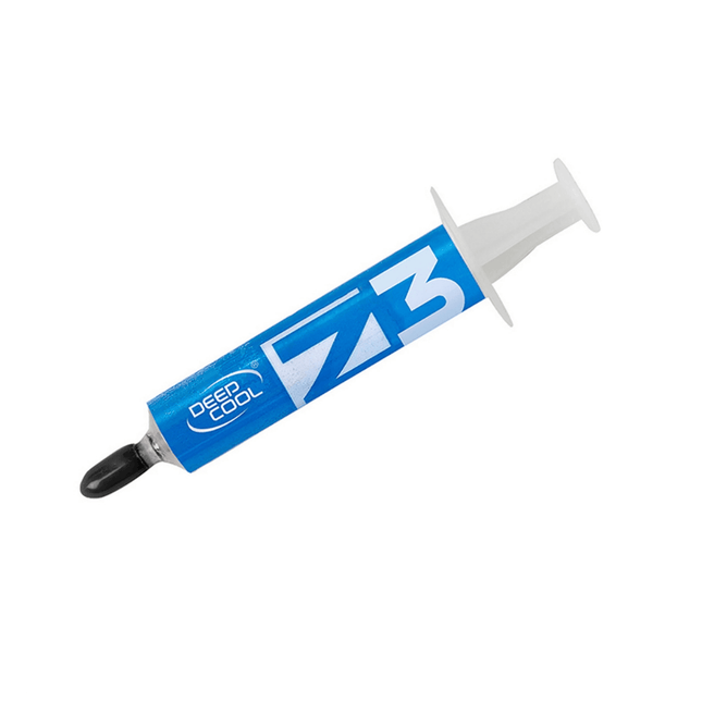 Blue and white Thermal Compound syringe with Z3 branding on a white background