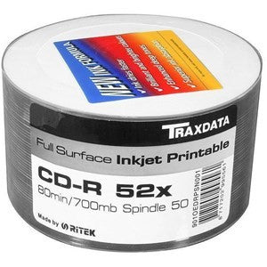 TRAXDATA WHITE FF PRINTABLE CD-R 700MB 80MIN 52X (50PACK) - esunrise