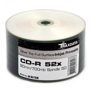 TRAXDATA SILVER FF PRINTABLE CD-R 700MB 80MIN 52X (50PACK) - esunrise