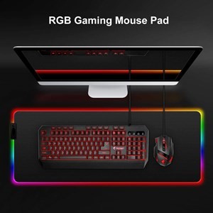 RGB Gaming Mouse Mat Pad Large Thick(800×300×4mm) XXXL Extended Led Mousepad with Non-Slip Rubber Base, Soft Computer Keyboard Mice Mat for Macbook, PC, Laptop, Desk - Black