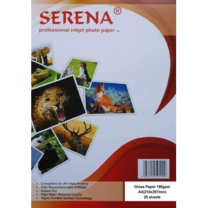 Serena Professional Inkjet Photo Paper Gloss A4 180gsm - Pack of 25