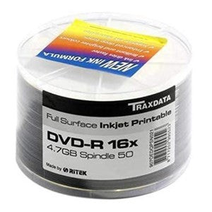 TRAXDATA WHITE FF PRINTABLES DVD-R 4.7GB 16X 50 PACK - esunrise