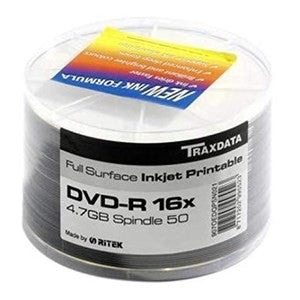 TRAXDATA WHITE FF PRINTABLES DVD-R 4.7GB 16X 50 PACK - esunrise